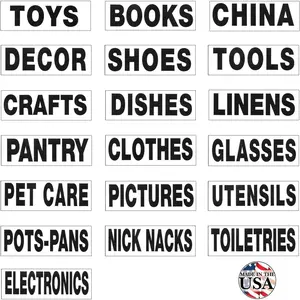 Moving Labels Content Pro Pack, 19 Content Labels, 190 Count, 1" x 4" Permanent Color Coding Moving Stickers, Moving Supplies