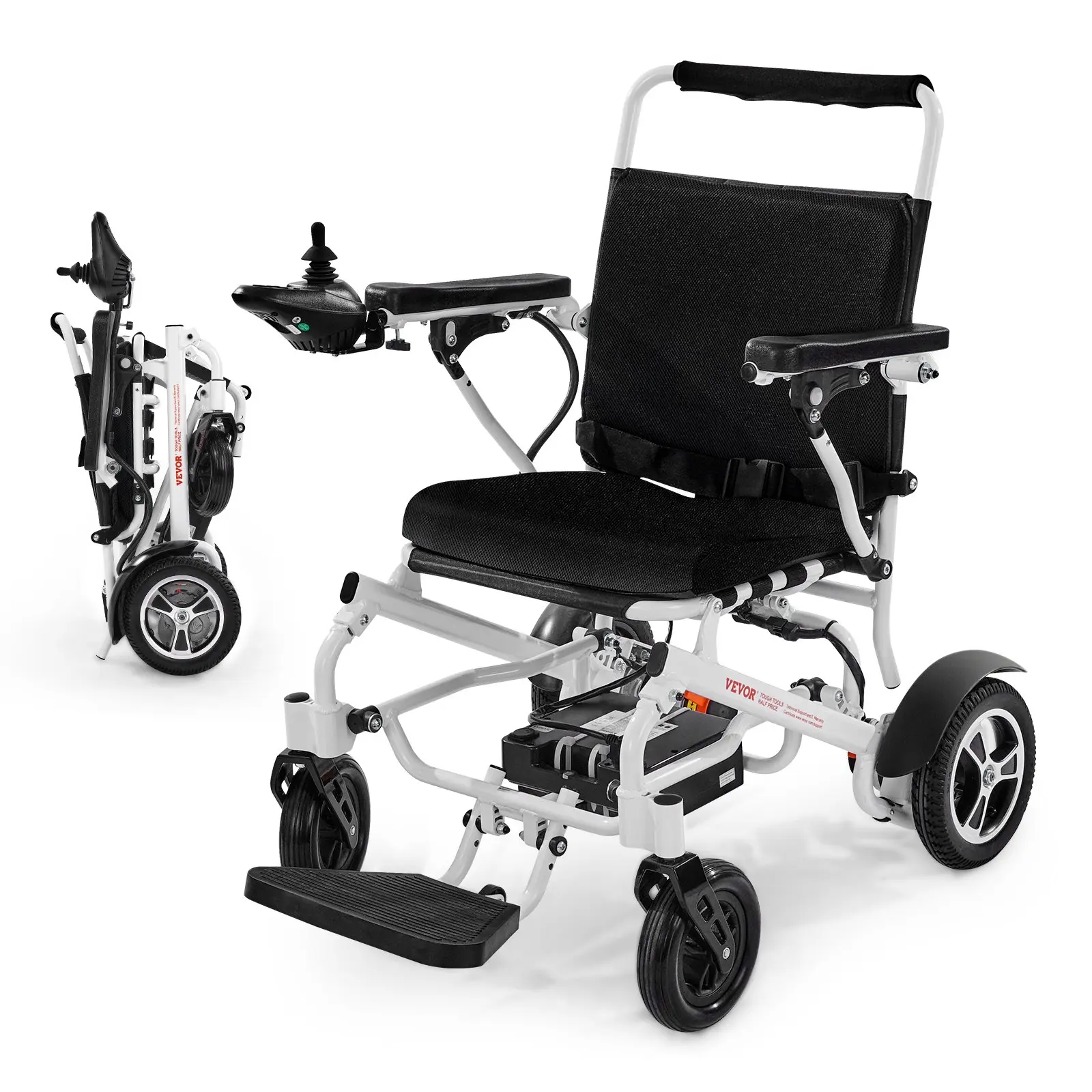 VEVOR Electric Wheelchair for Adults, 300lbs Capacity, Foldable Lightweight All-Terrain Model, 13-Mile Traveling Range, Puncture-Proof Portable 21in Seat Motorized Chair for Seniors