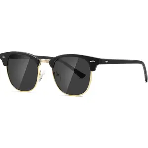 Polarized Semi Rimless Sunglasses for Men Women, Retro UV400 Sun Glasses for Driving Outdoor use daily