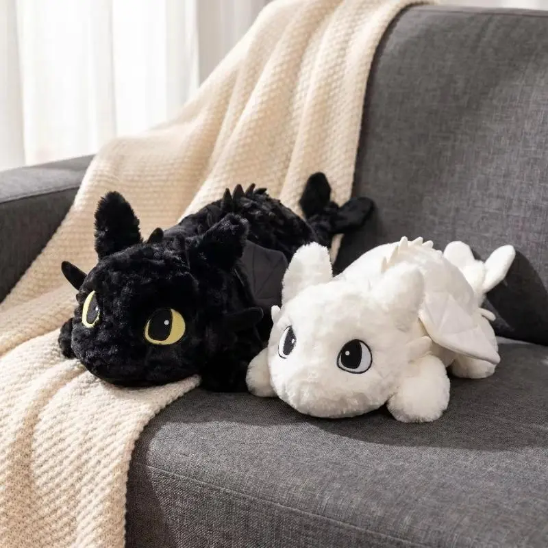 Large 16-32in White Black Dragon Anime Character Body Pillow - Soft Plush Plush Elements Stuffed Toy, Collectibles Cushion, Desktop Gift for Manga Fans