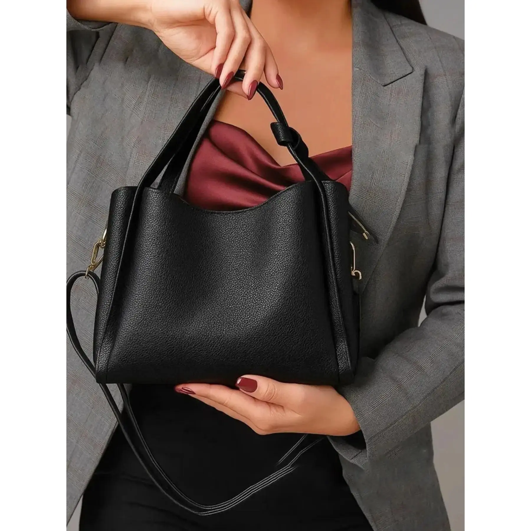 Women's Minimalist Shoulder Bag, Elegant Textured Tote Handbag with Large Capacity, Comfortable Everyday Work Bag for Office & Casual Use, Everyday Bag
