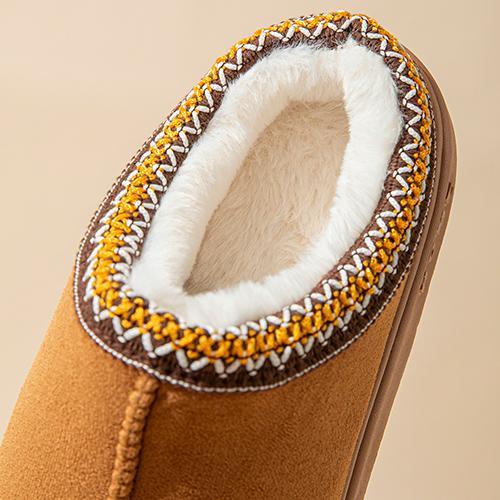 Women's Fluffy Winter Slippers Soft And Warm Durable Upper Indoor Outdoor Anti-slip EVA Sole Easy To Wear Black Suede Footwear