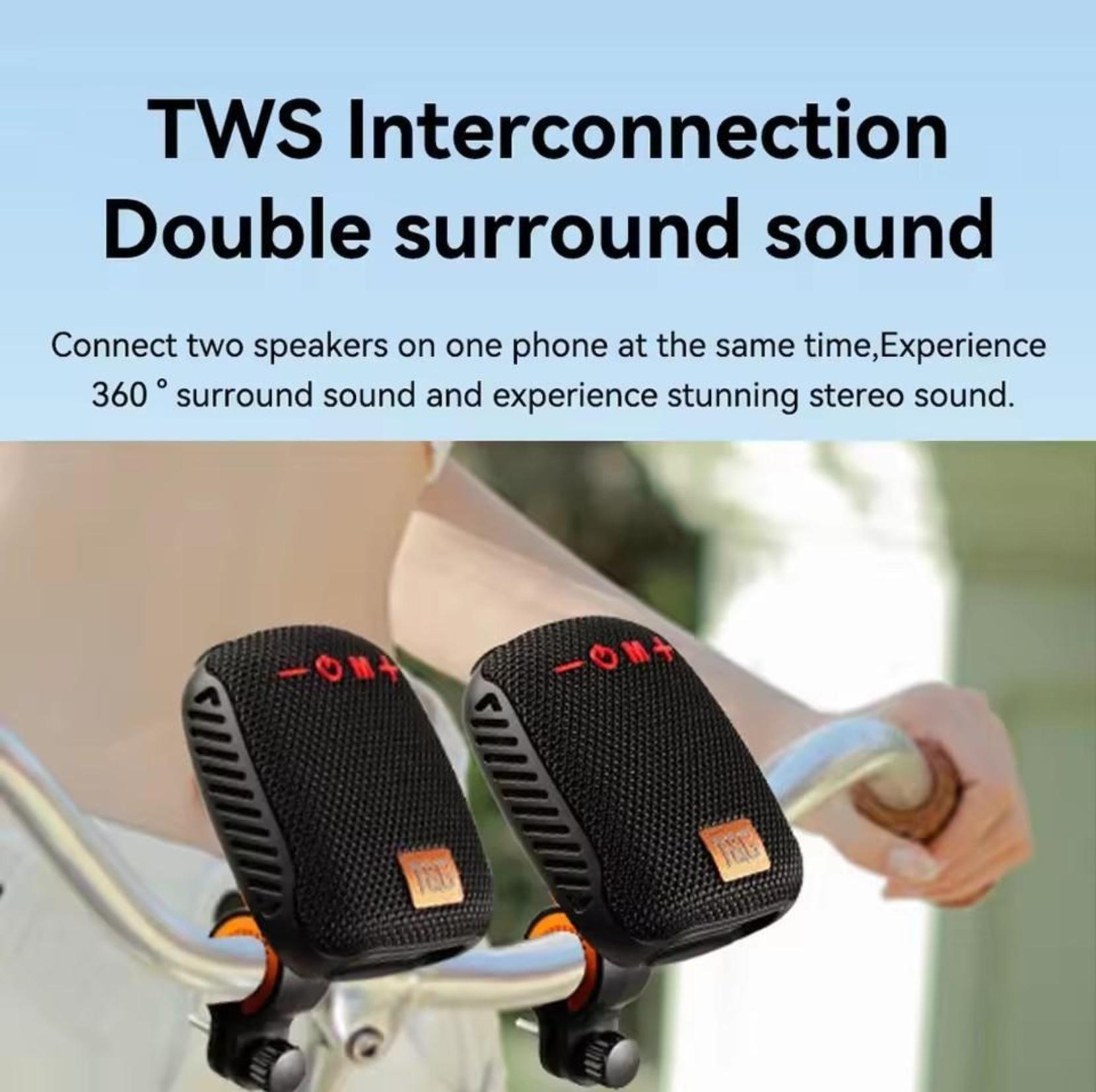 Wireless Portable Bluetooth Speaker, FM Radio Waterproof TWS Subwoofer, Mini Outdoor Loudspeaker Bass Sound Box for Bicycle Cycling, Weatherproof Music Speaker