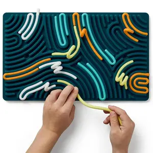 Silicone Fidget Sensory Activity Board Quiet Calming Down Anxiety ADHD Autism Stress Relief Toys Gifts for Kids Boys Girls