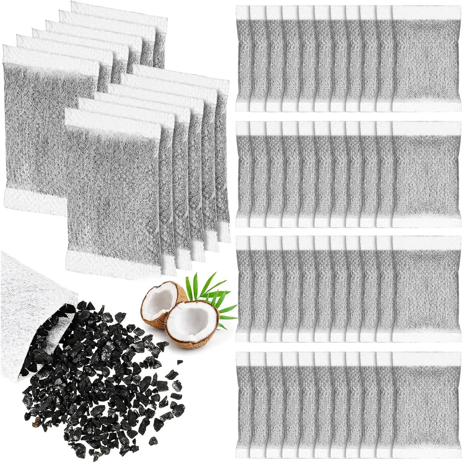 100 Pcs Activated Charcoal Water Filter Coconut Shell Distiller Filters Activated Charcoal Sachets for Most Replacement Countertop Water Distillers