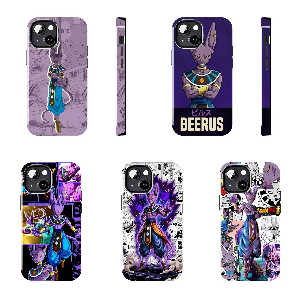 God of Destruction Beerus Phone Case – Anime Protective Case, Compatible with iPhone 11–17 Pro Max/Plus and Samsung Galaxy S23–S25 Series
