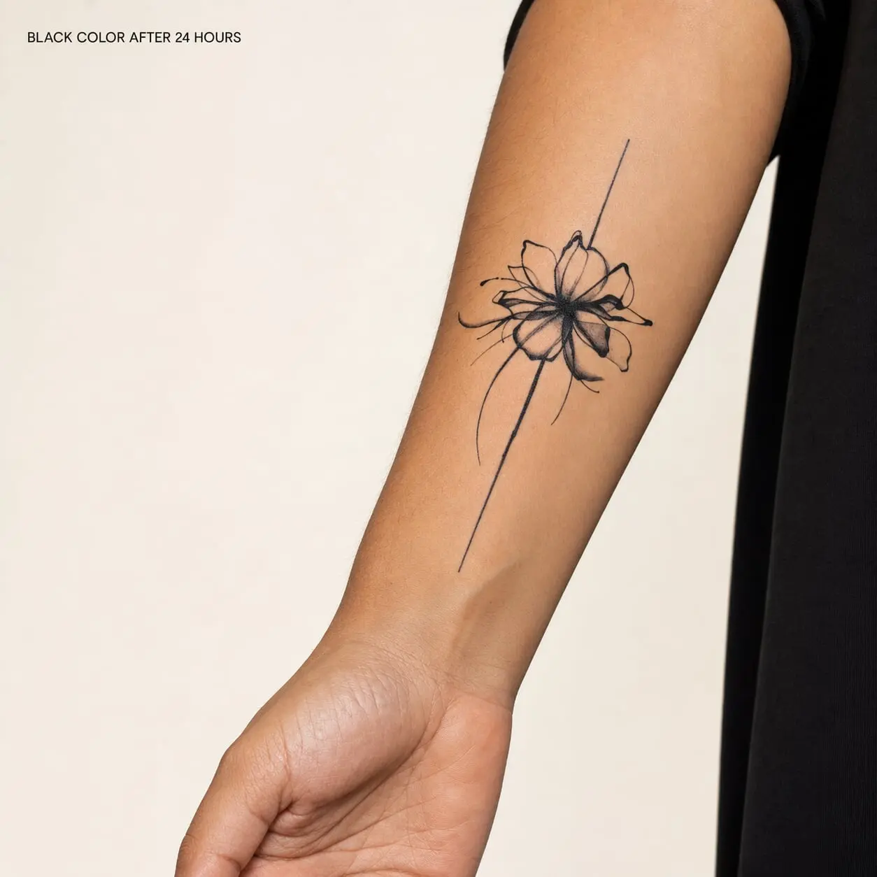 Spider Lily Semi-Permanent Temporary Tattoos, Gradual Darkening Flower Fake Body Stickers, 24 Hours Develop To Black Floral Tattoos for Women, 4 Sheets