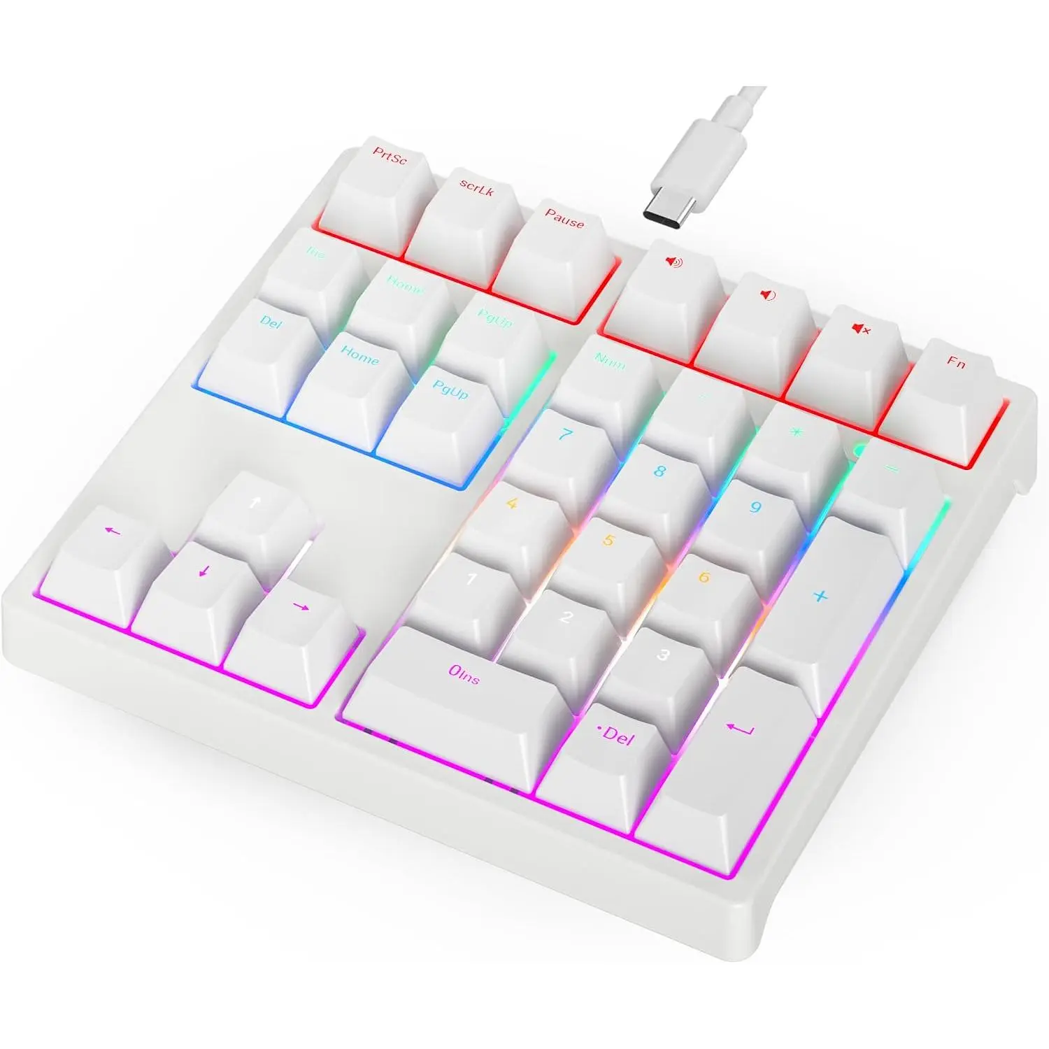 Mechanical Numeric Keypad, USB Wired 21‑Key Number Pad, RGB Backlit Anti‑Ghosting Mechanical Keypad for Laptop Desktop PC, Excel Accounting Data Entry