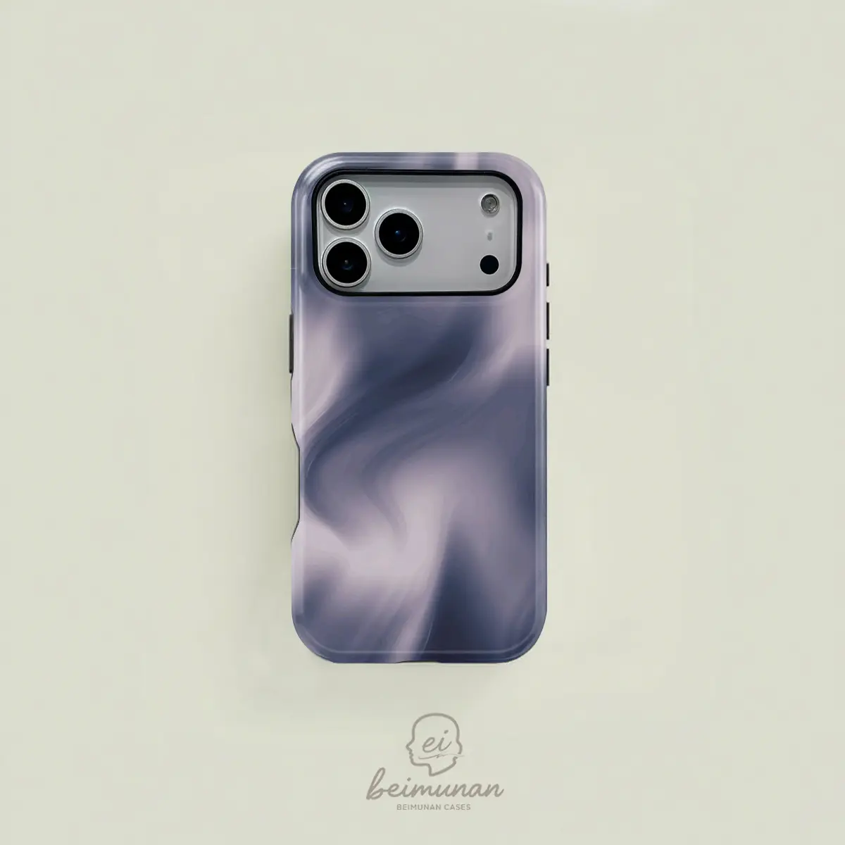 Blue-Grey Marble Pattern 2-in-1 Durable Protective Case for iPhone 17/16/15/14/13/12/11 Pro Max/Plus/Pro, MagSafe Compatible Smartphone-Cellphone Handheld Device Protection, Stylish Birthday Gift, Devices