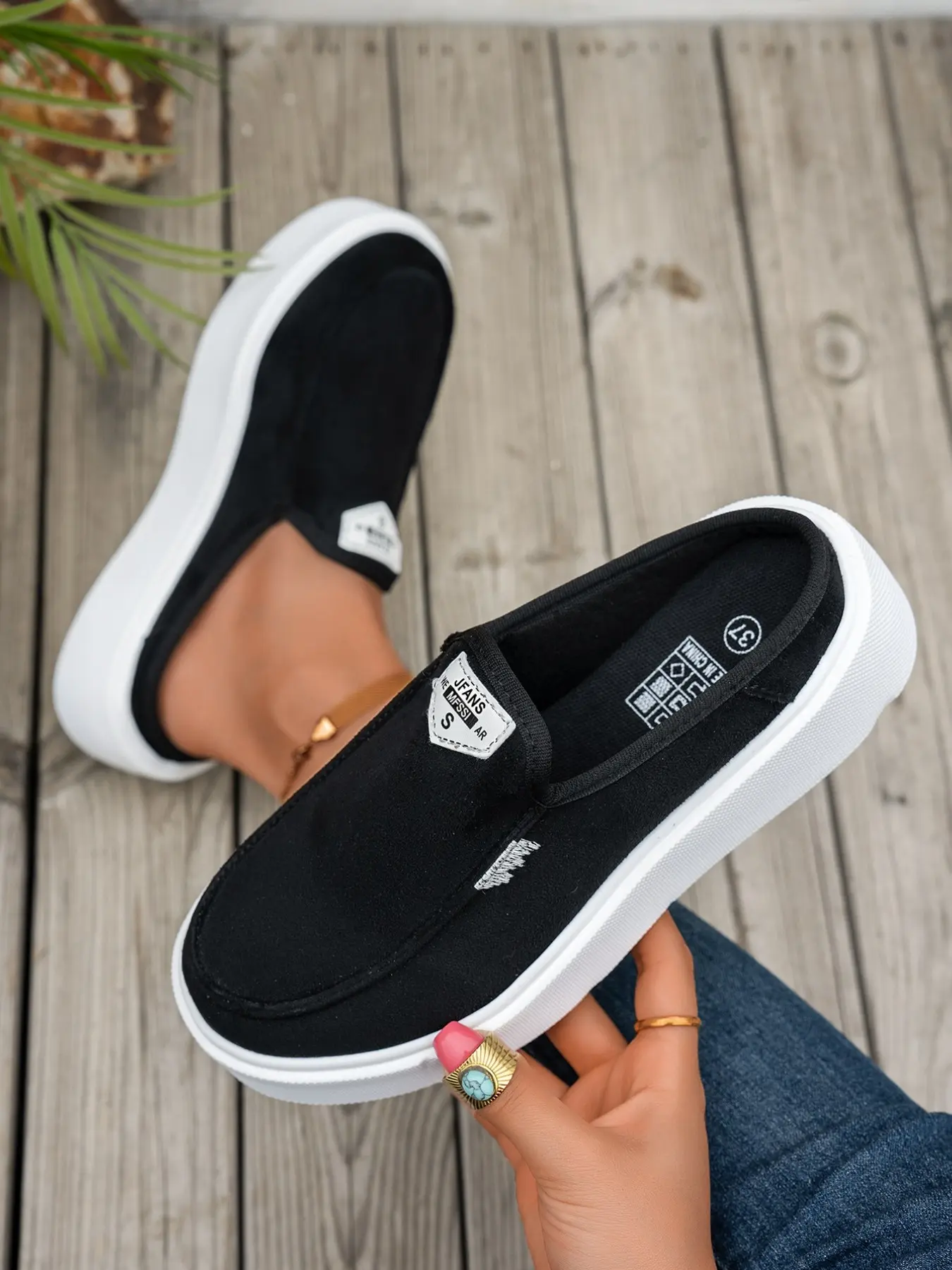 2026 Women's New Collection, Black, leopard print, large sizes, no heels, casual headband loafers, comfortable thick-soled slippers, slip-on slippers, Slip on footwear, suitable for school/vacation
