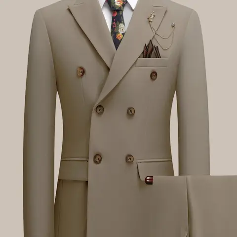 New Solid Color Men's Suit Two-Piece Set, Suit Sets, Notch Lapel, Business Casual Wedding Suit, Suitable for Formal Occasions