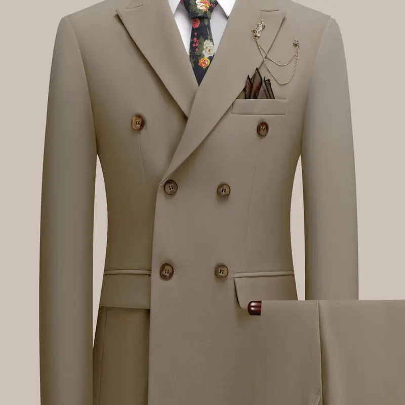 New Solid Color Men's Suit Two-Piece Set, Suit Sets, Notch Lapel, Business Casual Wedding Suit, Suitable for Formal Occasions
