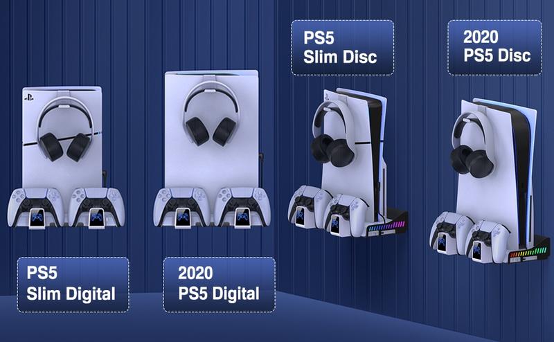 BEBONCOOL For PS5 Slim Cooling Stand Dual Controller Charging Station for Playstation 5 Console  Wall Mount Cooling Station PS5 Charger