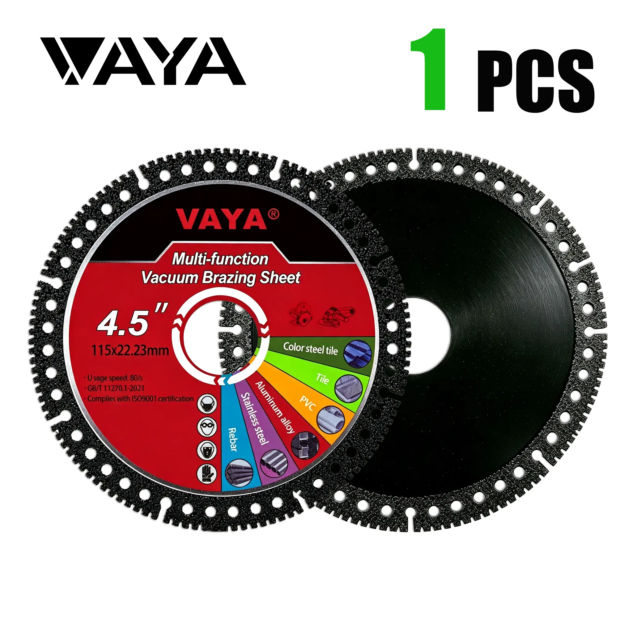 VAYA 4.5" 1PCS Ultra-Thin Dry Cutting Tool Abrasive Discs for Marble Tile Ceramic, Angle Grinder Saw Blades for Outdoor Use, Multi-functional Diamond Tile Cutting Blades