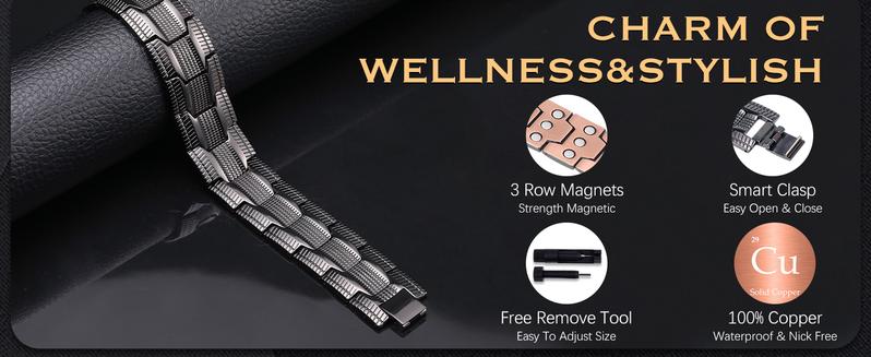 Feraco Copper Bracelet for Men,3X Ultra Strength Magnetic Bracelets,99.99% Pure Copper with 3500 Gauss Neodymium Magnets,Adjustable Minimalist Bangle