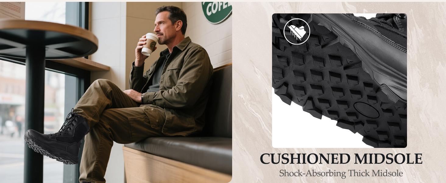 FREE SOLDIER Men's Tactical Boots 8 Inches Military Lightweight Durable Hiking Motorcycle Combat Waterproof Boots