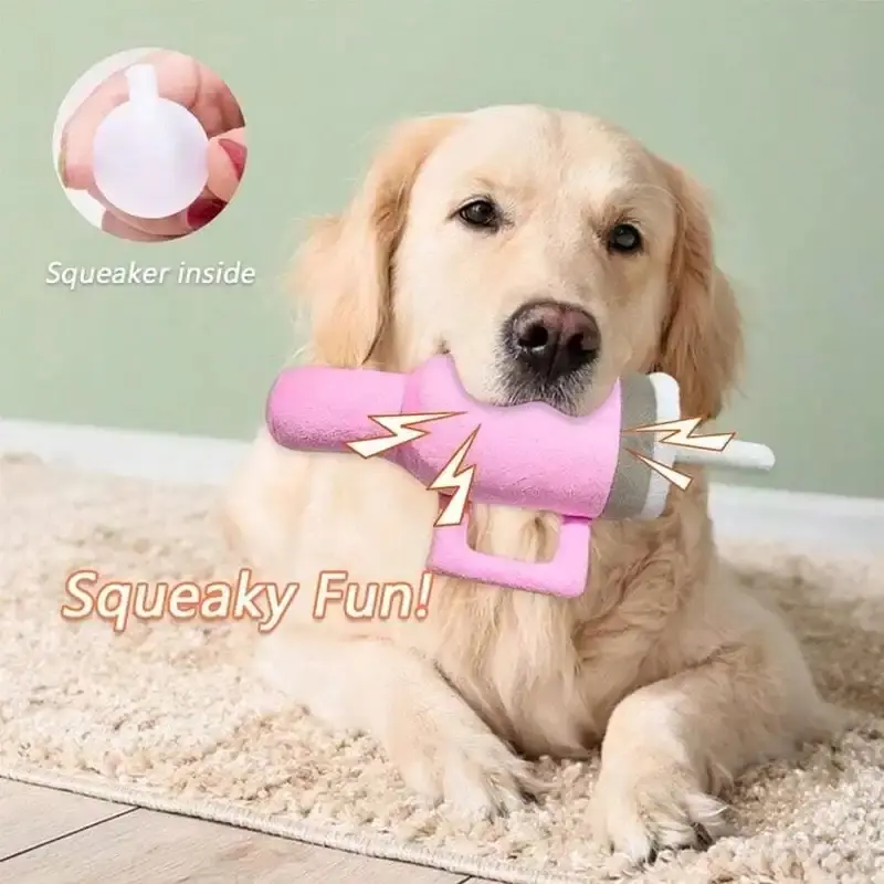 Durable Teething Pet Chew Toy Unique Water Bottle Shape Squeaky Play Toy for Dogs