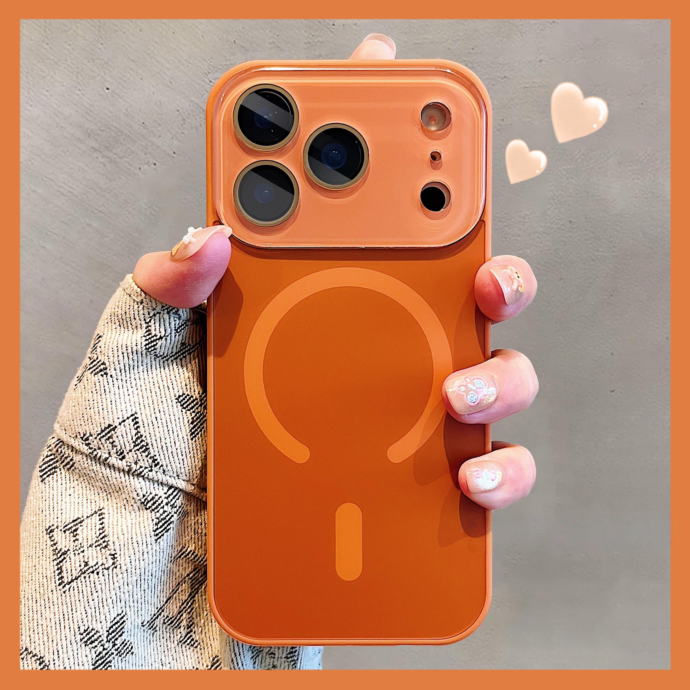 Solid colour large window magnetic phone case for iPhone 17 Pro MAX 13 14 15 16 Pro MAX shockproof back cover