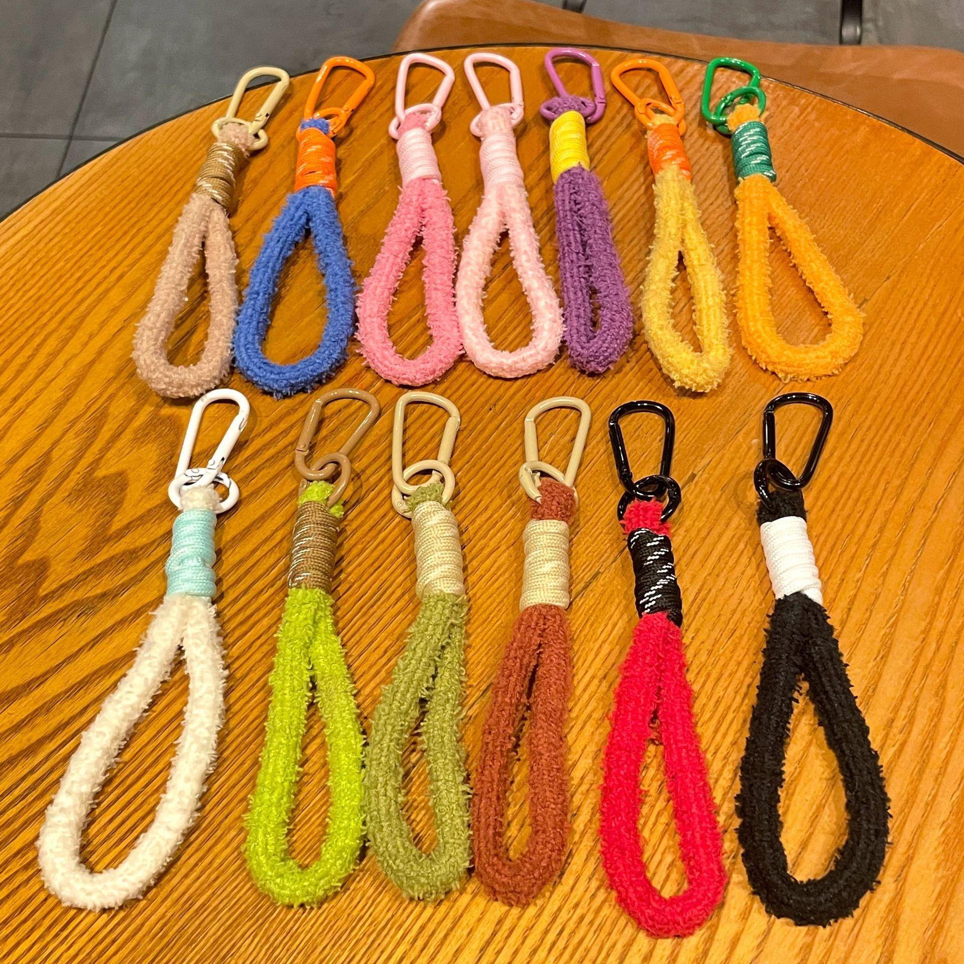 Stuffed braided lanyard key ring colorful small fresh mobile phone lanyard bag key pendant practical mobile phone chain