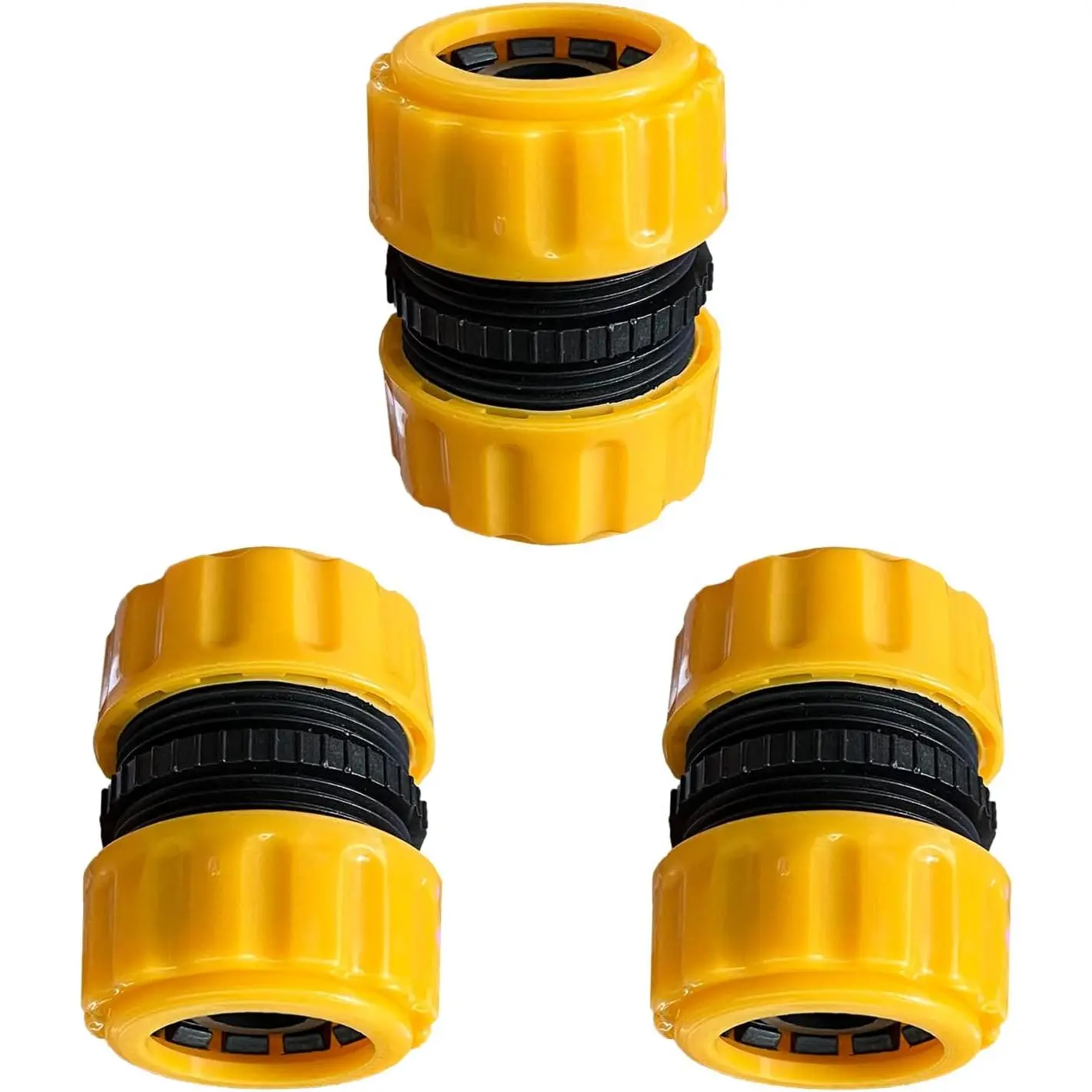 Garden Hose Repair Kit, 3/4" & 5/8" Plastic Water Hose Mender Connector, Tool-Free Hose End Repair Fittings, Leak-Proof Coupler for Fixing Leaking or Extending Garden Hoses, 3PCS