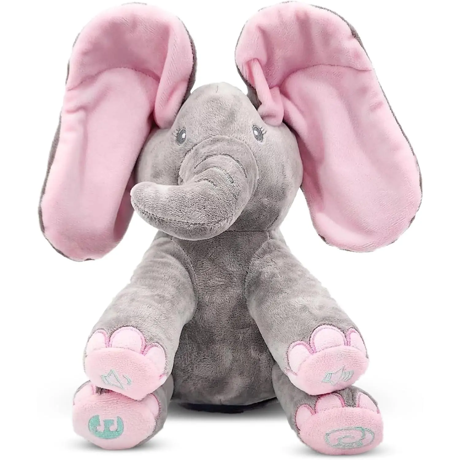 Peek A Boo Elephant Toy, Interactive Singing Stuffed Animal Plush with Moving Ears, Musical Stuffed Animal for Babies and Toddlers, Adorable Elephant Baby Toy
