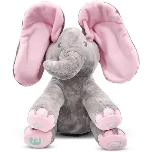 Peek A Boo Elephant Toy, Interactive Singing Stuffed Animal Plush with Moving Ears, Musical Stuffed Animal for Babies and Toddlers, Adorable Elephant Baby Toy
