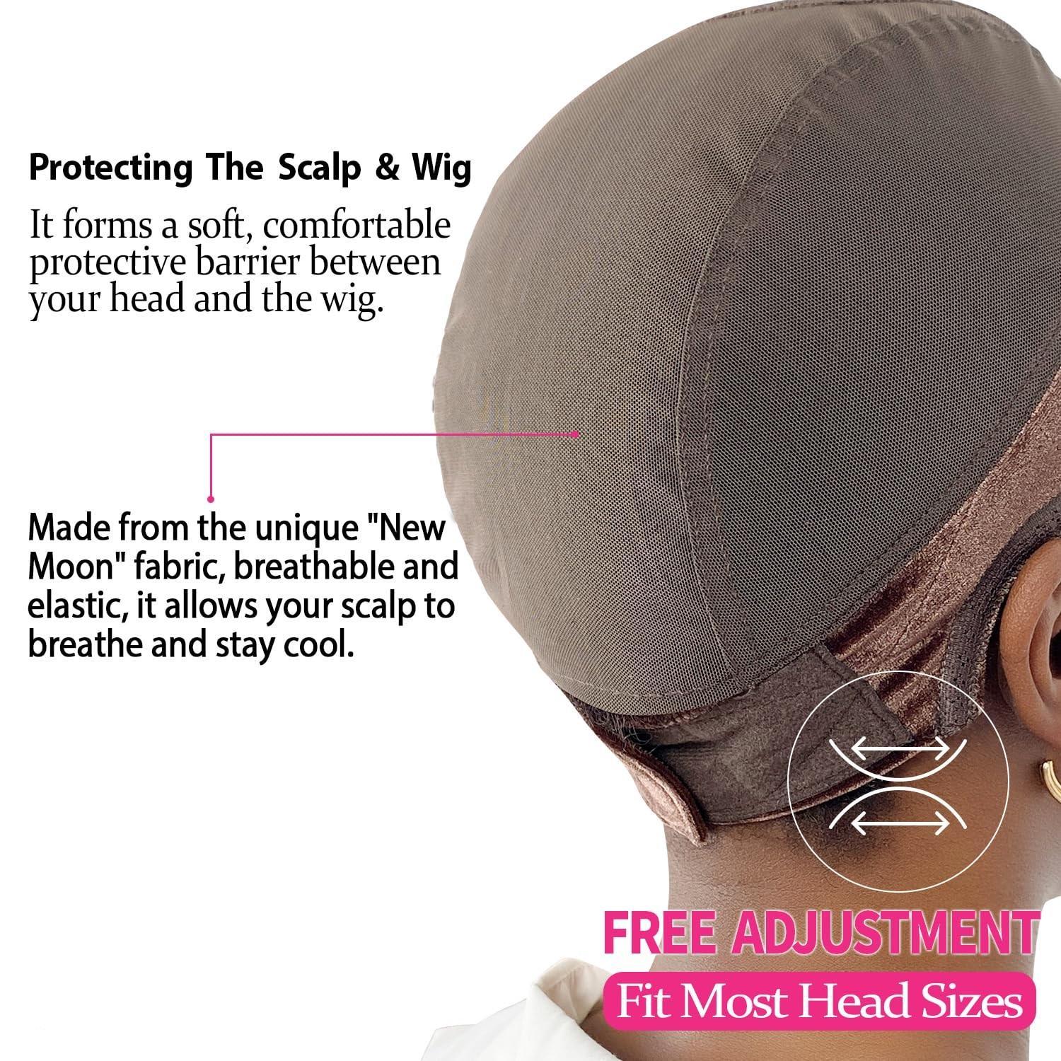 Wig Cap with Grip Band for Keeping Wigs in Place, 1-Count Adjustable Dome Mesh Cap with Exposed Ears, Non-Slip Cap to Wear Wigs Glueless, Hair Accessory