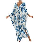 Kaftan Dresses for Women Plus Size Bathing Suit Cover up Vneck Batwing Dress Loose fit Moroccan Caftan mumu Dresses