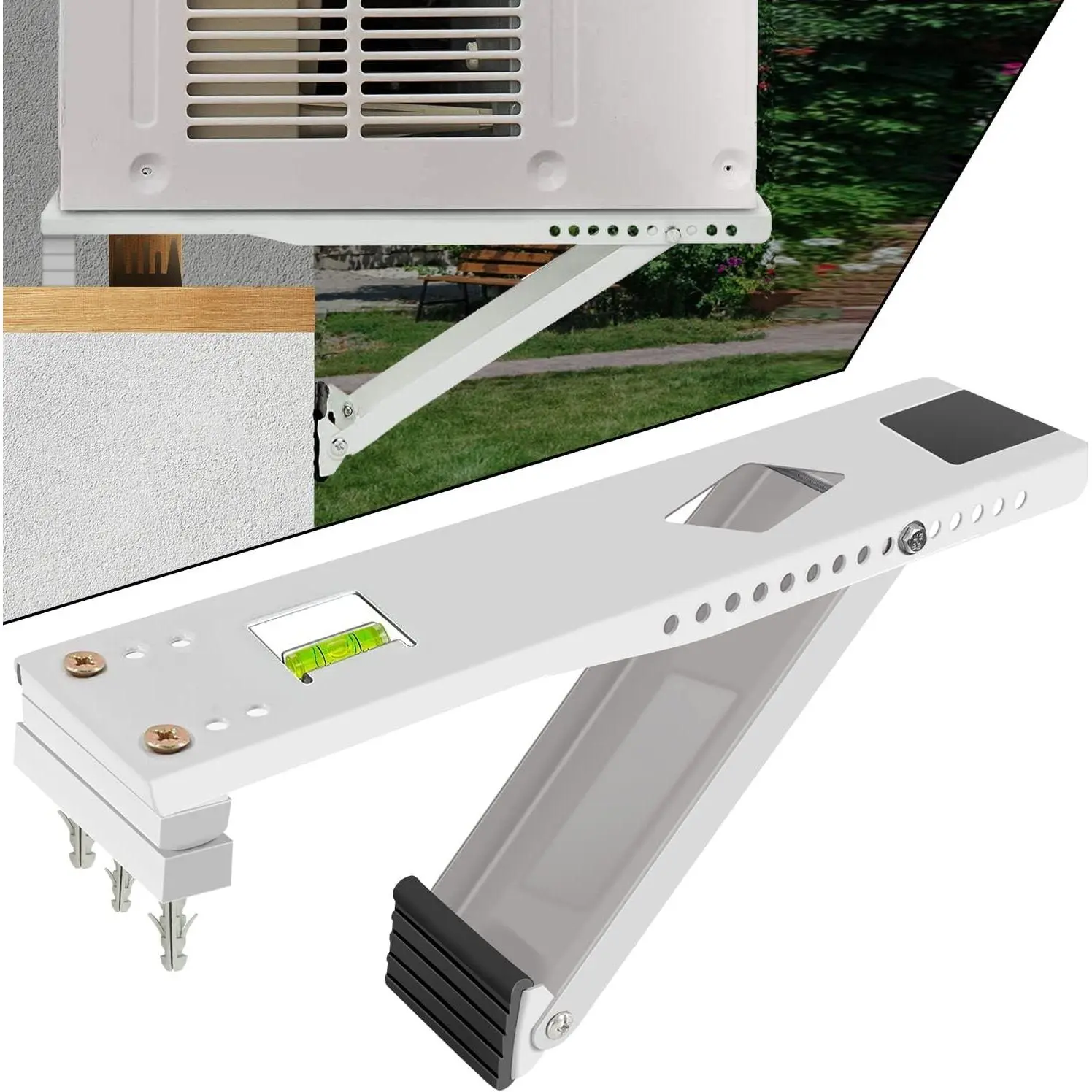 Window Air Conditioner Support Bracket – Safe AC Mount, Relieves Stress on Window Frame, Installs from Inside, Built-in Bubble Level, Holds up to 85 lbsGift