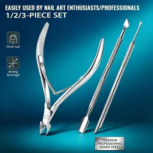 Stainless Steel Exfoliator Kit, Dead Skin Remover, Nail File, Round Head Pusher, Sharp Spring Cuticle Nipper, Professional Manicure Set, Manicure Pedicure Set