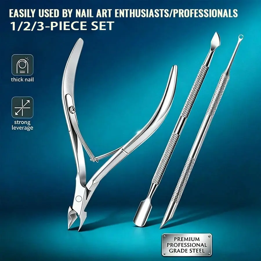 Stainless Steel Exfoliator Kit, Dead Skin Remover, Nail File, Round Head Pusher, Sharp Spring Cuticle Nipper, Professional Manicure Set, Manicure Pedicure Set