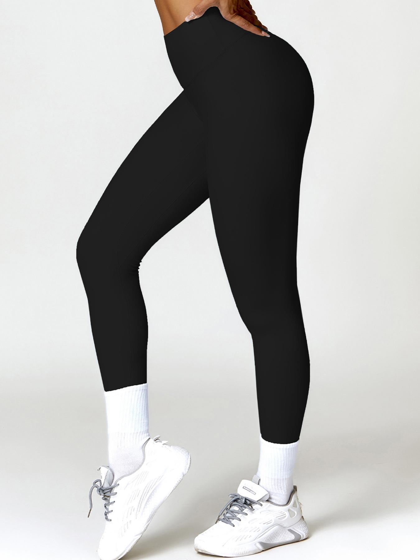 Women's Solid High Waist Sports Leggings, Casual Comfy Breathable Skinny Pants for Yoga Gym Workout Running, Ladies Sportswear for All Seasons