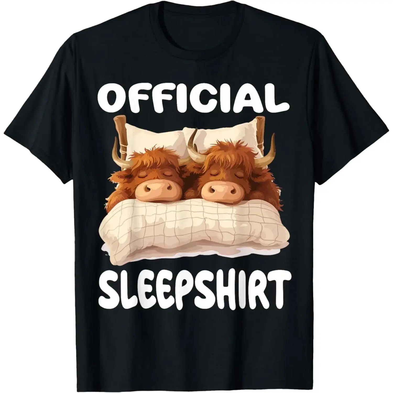 Men's Scottish Highland Cow Graphic Knit Soft Streetwear Crewneck Short-Sleeve Sleepshirt - Casual Menswear Pajama Top, Tops, Tshirt, Casual Fit, Unisex Fit