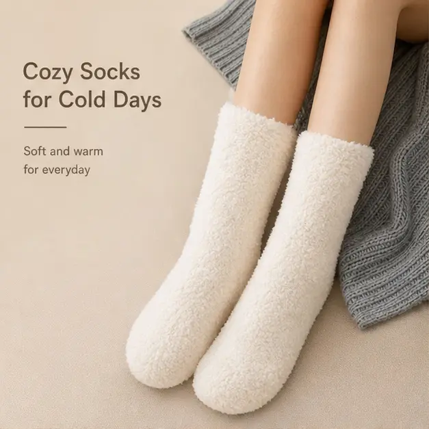Fuzzy Socks for Women, Cozy Fluffy Plush Sleep Socks, Soft Warm Winter Home Slipper Socks