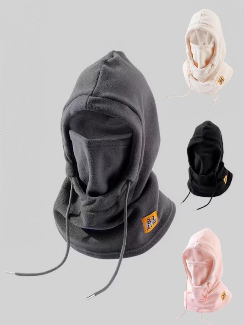 Unisex Solid Color Drawstring Design Hooded Hiking Hat, Casual Windproof Warm Hat for Fall & Winter, Fashion Accessories for Men & Women