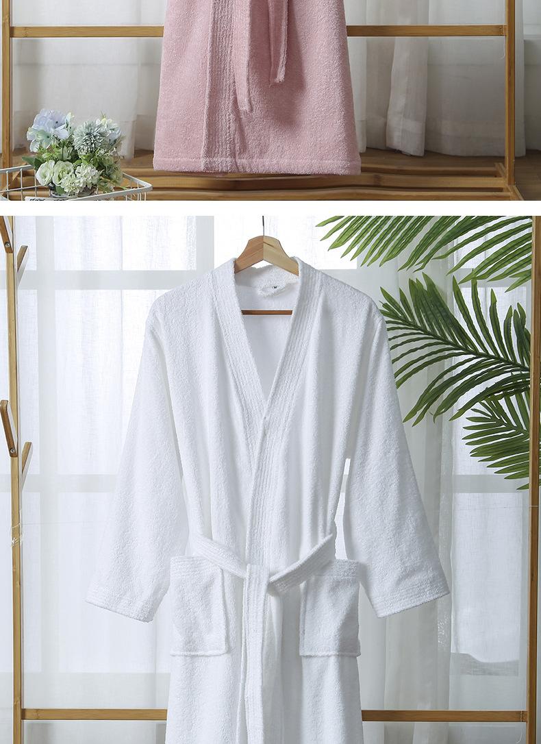 Hotel pure cotton bathrobe, spring and autumn towel material pajamas for women, all-cotton long style, soft, absorbent, quick-drying bathrobe with logo