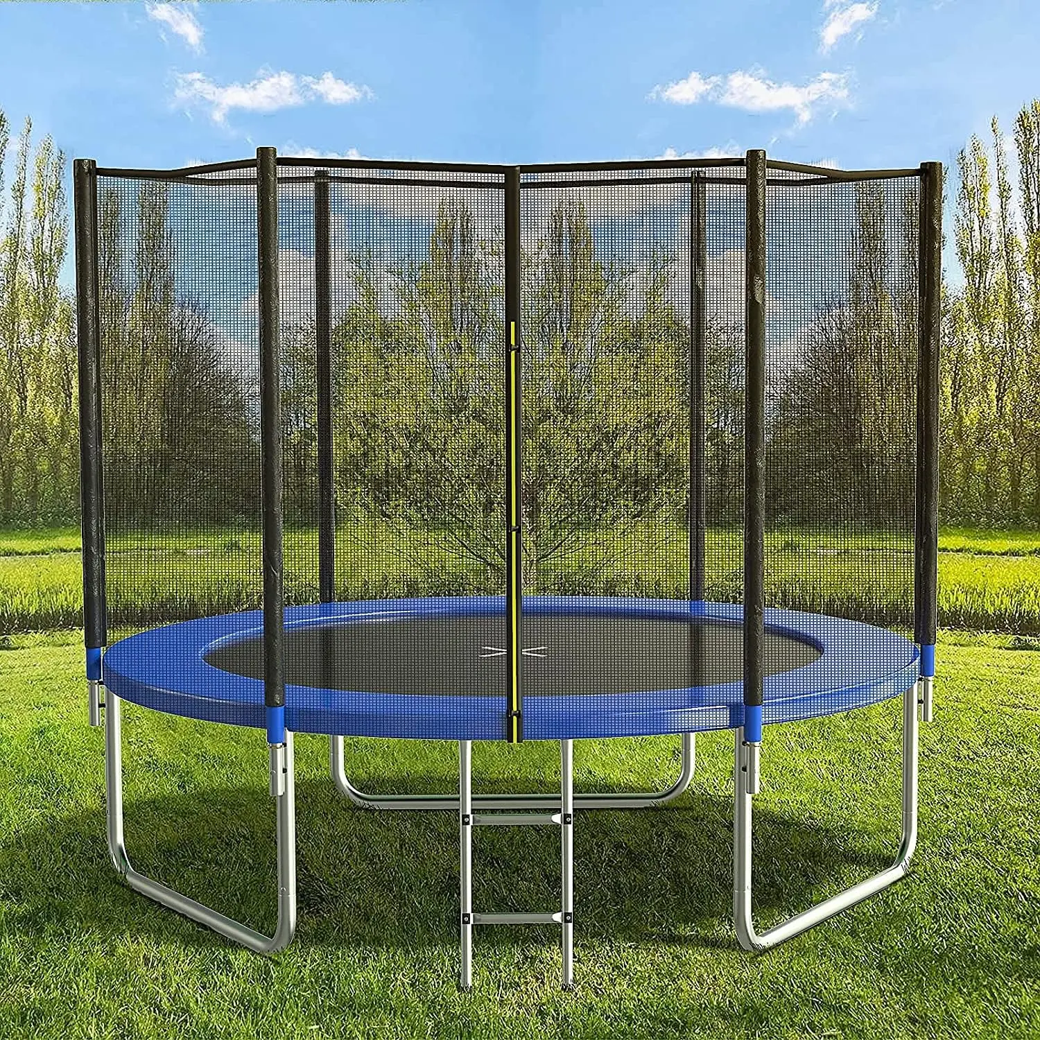 8FT 10FT 12FT 14 FT 15FT Trampoline with Safety Enclosure Net,Outdoor Trampoline with Basketball Hoop, Heavy Duty Jumping Mat and Spring Cover Padding for Kids and Adults, Storage Bag and Ladder