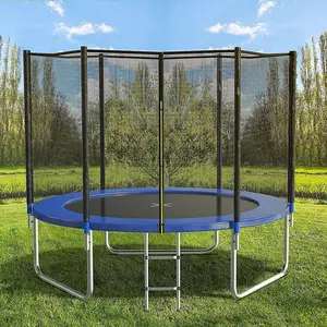 8FT 10FT 12FT 14 FT 15FT Trampoline with Safety Enclosure Net,Outdoor Trampoline with Basketball Hoop, Heavy Duty Jumping Mat and Spring Cover Padding for Kids and Adults, Storage Bag and Ladder