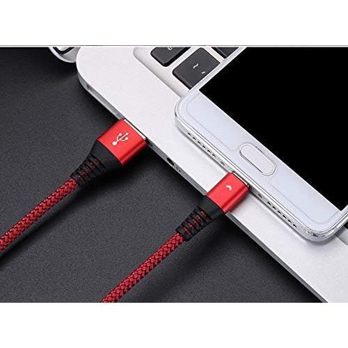 Nylon Braided USB Type C ,  USB A 2.0 to USB-C  Charger Cord for  Galaxy S10 S9 S8 Plus Note 10 9 8(Red, 1 Foot)