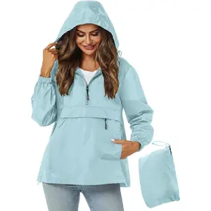 Womens Rain Jacket with Hood,Pullover,Packable,Lightweight,Windbreaker,Waterproof,Breathable.