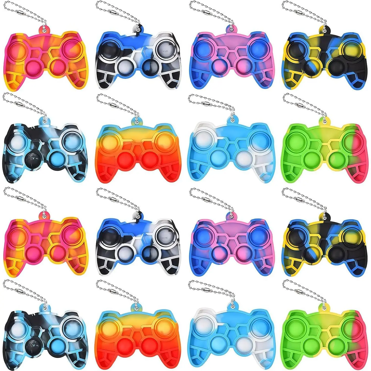 16 Pcs Mini Pop Fidget Keychain,Tiny Push Pop Fidget Toy Back,Fidget Toys Bulk,Keychain Pop Bubble Toy,Anxiety Stress Reliever Toy for Kids Adultsfidget toys