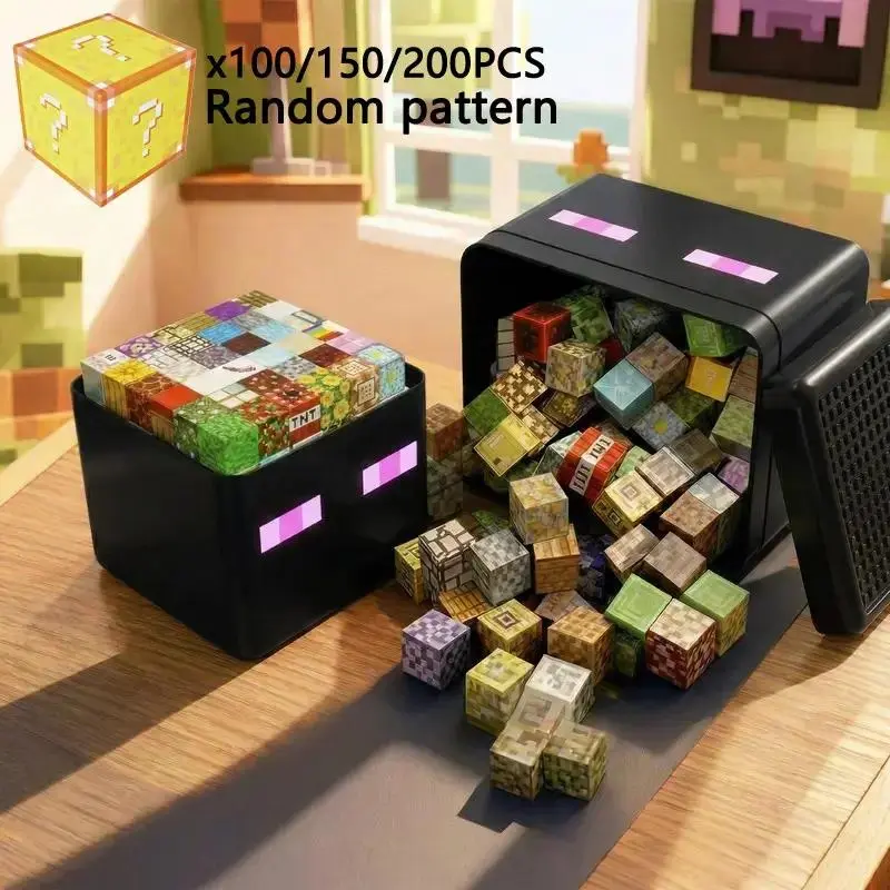 200/150/100 PCS Magnetic Building Blocks Set with Storage Box, Random Assorted Magnetic Tiles Stacking Toys, 3D DIY Construction Blocks, Safe STEM Sensory Playset, Classic Build Mine Magnet World Toy for Kids Ages 3+, Creative Building Set