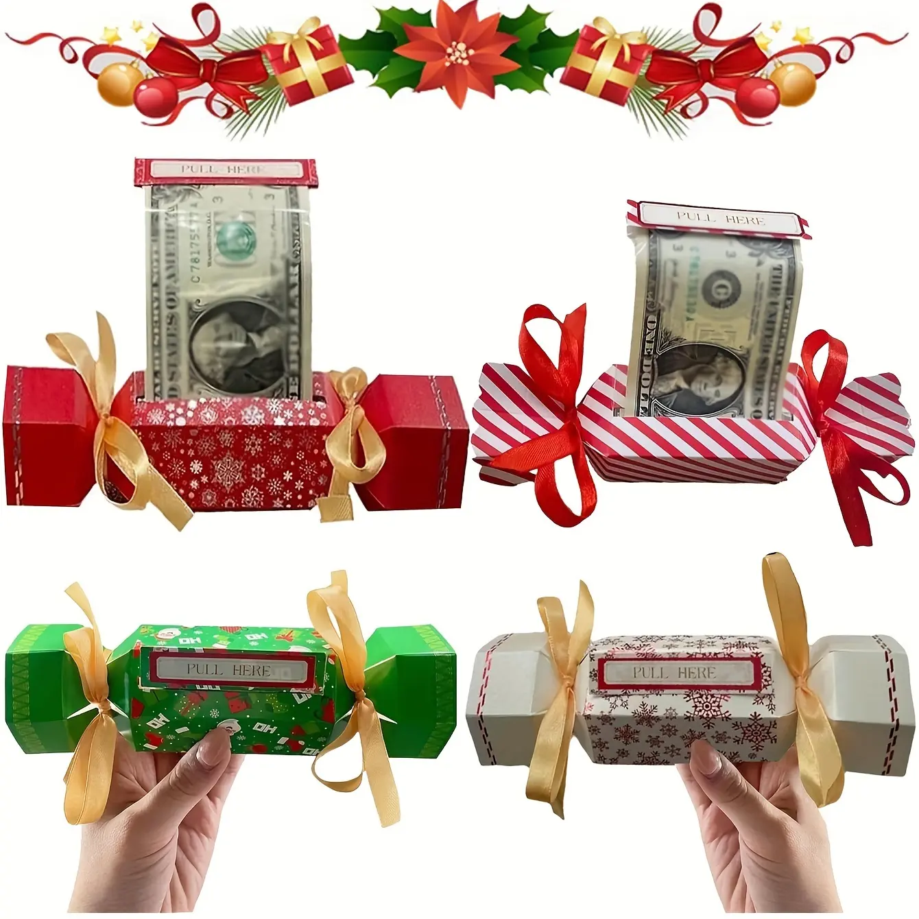 Christmas Surprise Pull-Out Wallet Set, Candy Design Money Box, Rectangular DIY Gift for Holiday Season, Unique Festive Present Idea