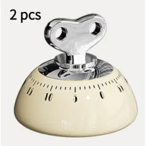 2-piece set - Home - Kitchenware - Timer - Magnetic Kitchen Timer, Refrigerator Magnetic Timer Reminder, Mechanical Clockwork Magnetic Alarm Clock (60 Minute Countdown), Retro Mechanical Timer, Battery Free Magnetic, Suitable for Kitchen Cooking