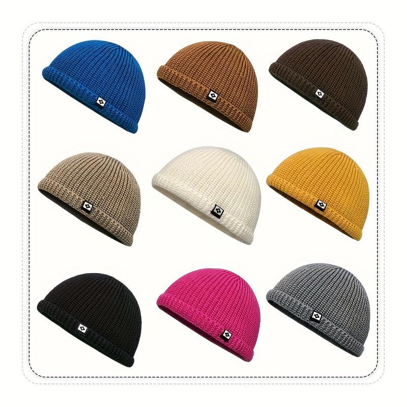 1pc Unisex Fisherman Beanie - Warm Ribbed Cuff Skull Cap with Logo Patch, Hand Washable Coldproof Winter Hats for Men & Women, Lightweight Elastic Fit, Comfortable Ribbed Texture, Casual Outdoor Headwear, Winter Headwear, Durable Headgear