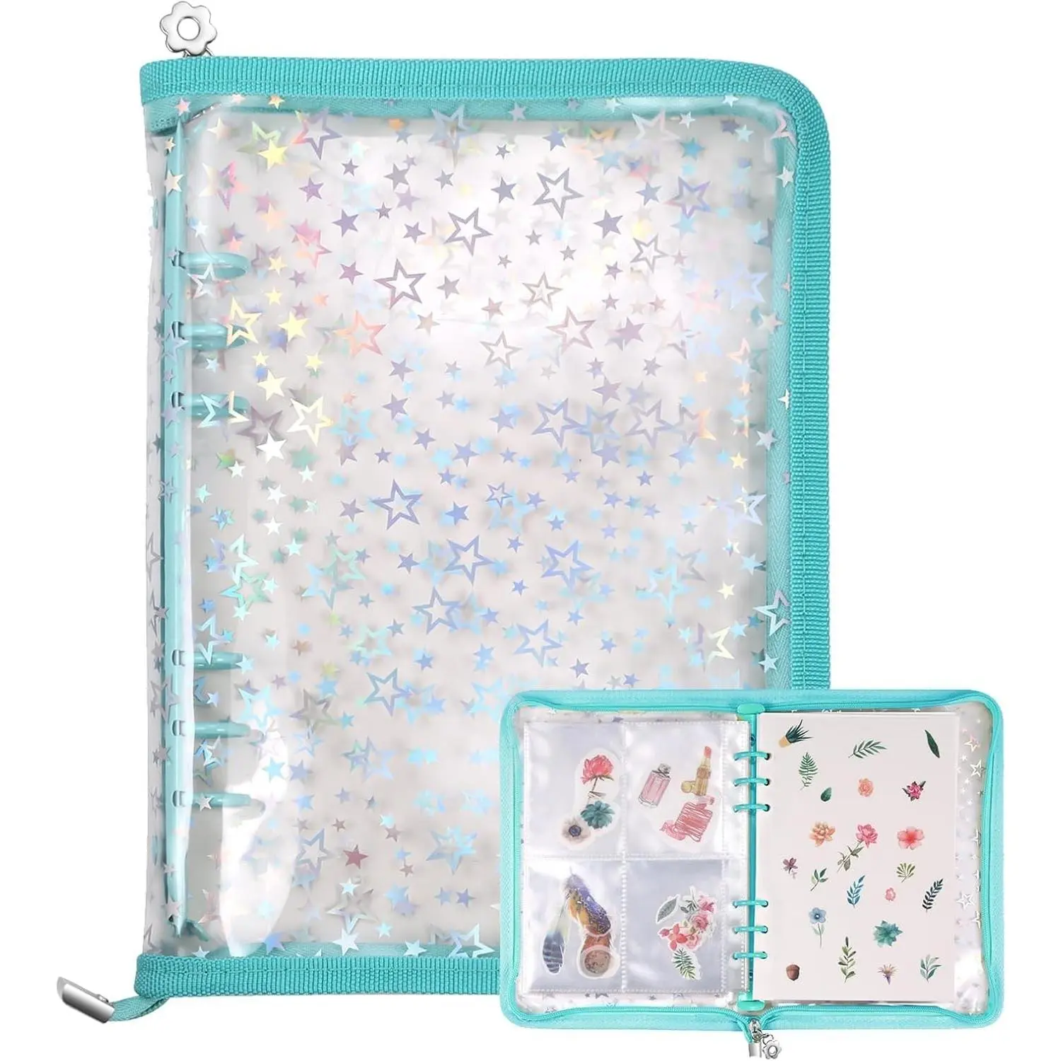 4 in 1 Sticker Storage Organizer Binder,Collecting Book Album Holder | 3 Size Sleeves and Release Paper, A5 Blank Reusable Sticker Container,Large Craft Sticker Keeper Saver Book Folder