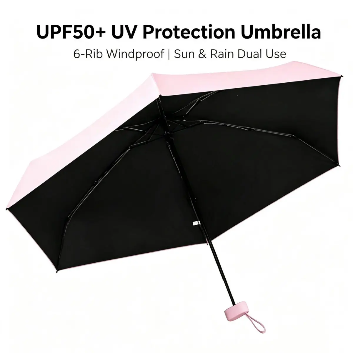 Flat Mini Pocket Umbrella for Women, Compact Portable Sun-Rain Dual-Use Parasol, UV-Protection Sunscreen, Commute-Essential, 1pc
