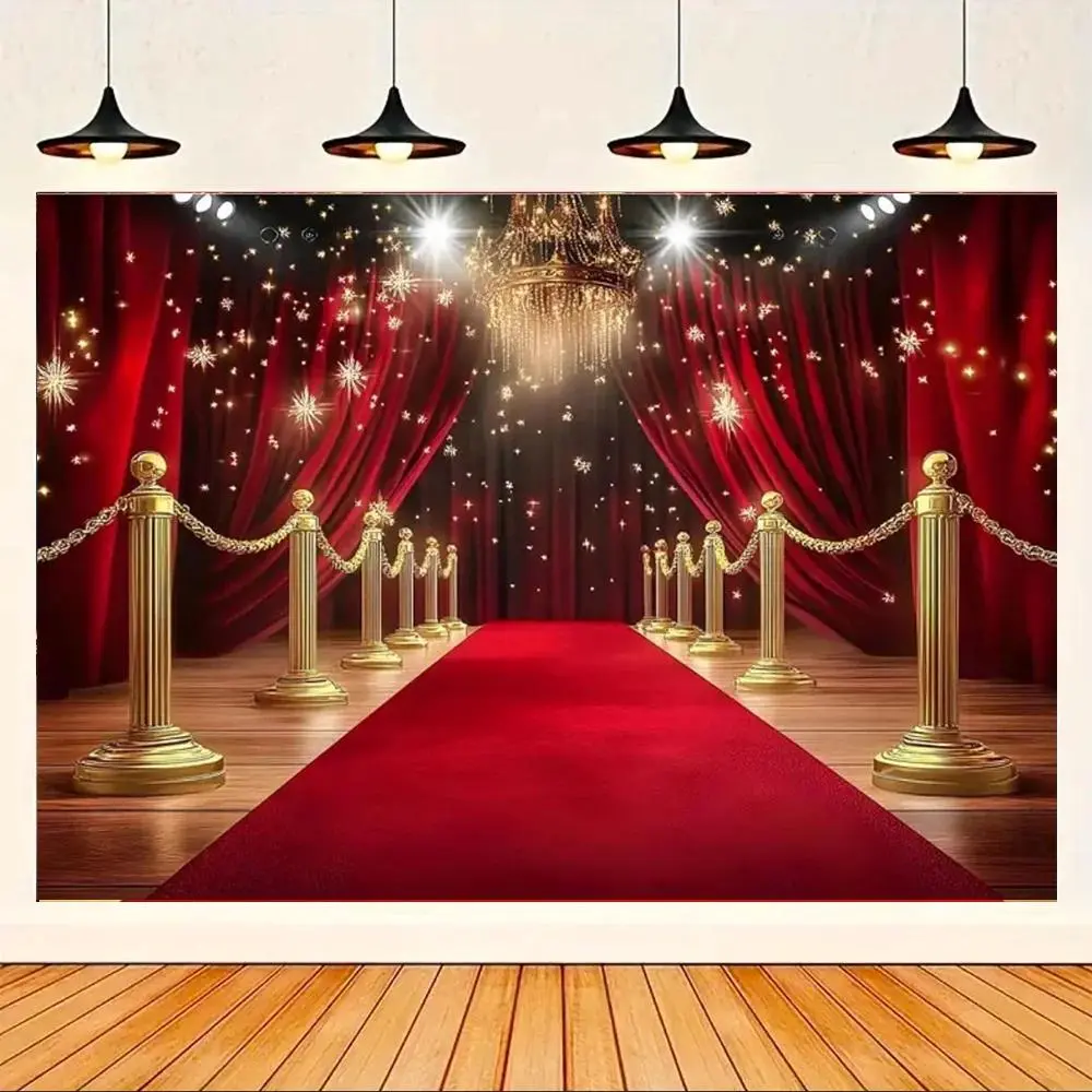 Polyester Hollywood Red Carpet Backdrop - Home Decor Tapestry, Photo-Friendly Hanging Banner for Family Engagement, Thanksgiving Church Events, Indoor/Outdoor Use