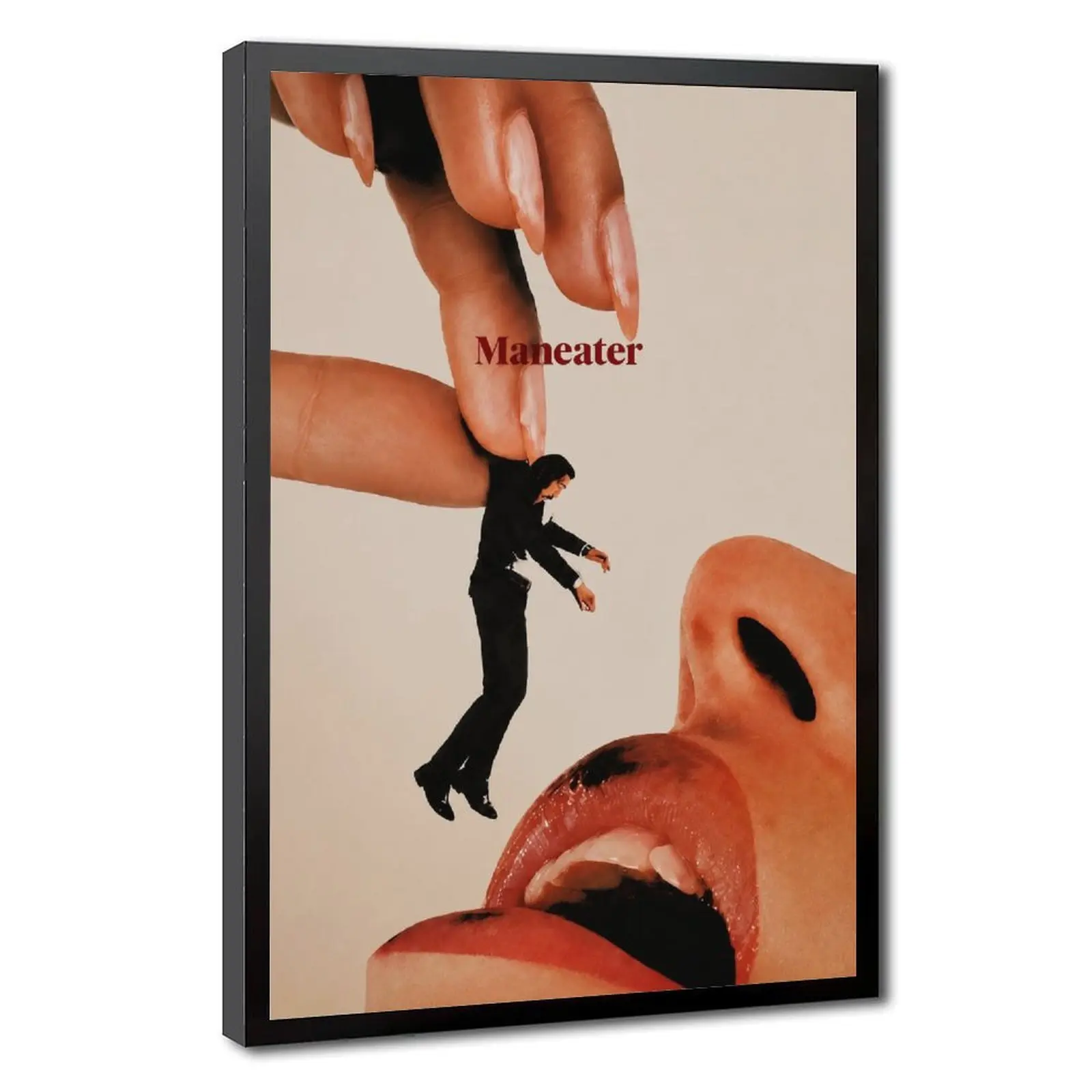 Maneater Vertical Surreal Canvas Print, Trendy Fashion Abstract Wall Art, Suitable for Bedroom, Studio, Clothing Shop Wall Hanging Decoration
