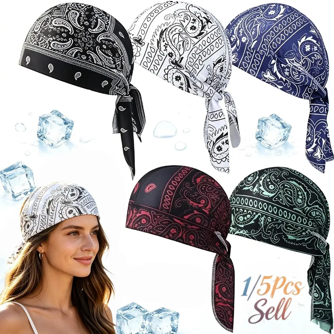 Cooling Skull Cap Helmet Liner, Breathable Sweat Wicking Head Wrap, Paisley Cycling Running Cap for Men Women, Comfortable Bandana Hat, Stylish Headwear, Breathable Polyester Caps
